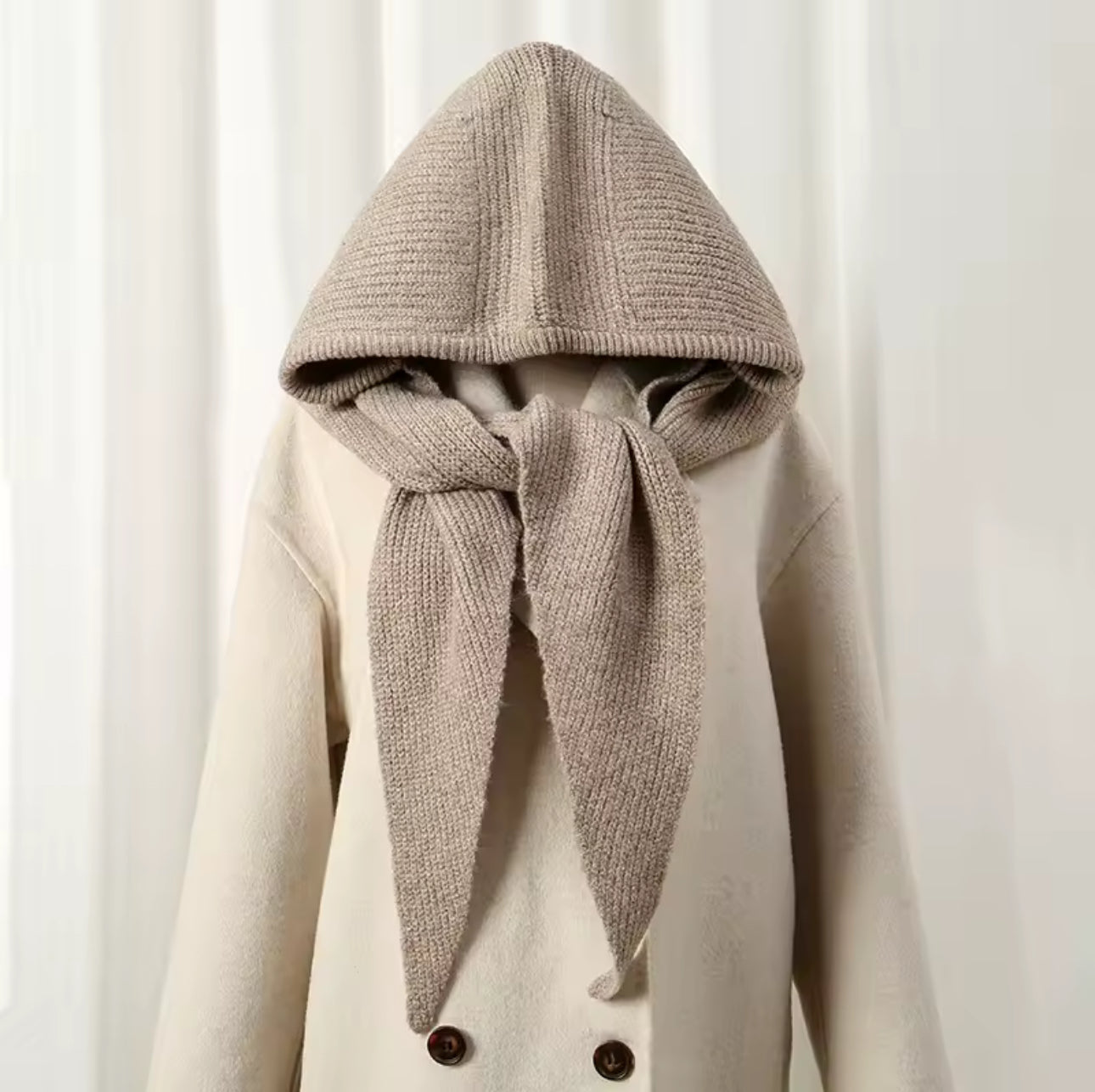 Knit Hooded Scarf Shawl